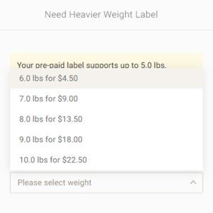 POSHMARK Additional Weight Pricing